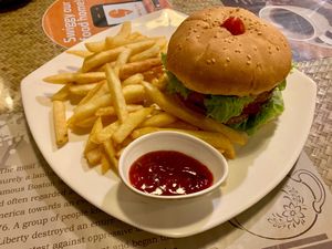 Veggie burger - AMAZING!!! ✨ Ask for no cheese at First Flush in Kolkata