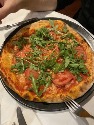 Pizza with some veggies and vegan cheese   at Bar Italia in Edinburgh