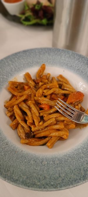 Can't quite remember the name- wholewheat pasta with chili, peppers and tomatoes at Bar Italia in Edinburgh
