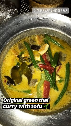 vegetable spicy yellow curry with tofu at Zebra in Prague