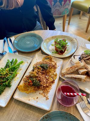 mushroom pate (right) and sweet potato (back) at Erpingham House at Cloud Twelve in West London