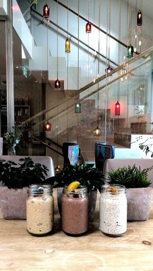 Overnight bircher - Spiced Pear and Apple, PB and Cacao, Carrot Cake at Erpingham House at Cloud Twelve in West London