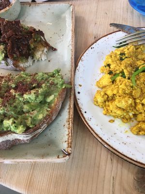 Avo toast, scramble tofu  at Erpingham House at Cloud Twelve in West London