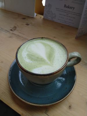 Matcha latte at Erpingham House at Cloud Twelve in West London
