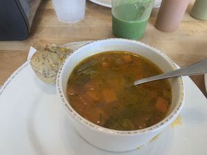 Vegetable Soup with corn muffin at Healthy Substance - Garfield Ridge in Chicago