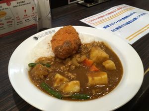 Perfect veggie curry with soy cutlet on top at Coco ichibanya - Shinjuku Station in Tokyo