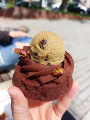 Chocolate cake with cookie dough at Audacieuse Vanille in Montreal