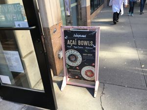 Front placard. at Juicy Cube in New York City