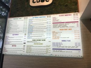 Menuboard at Juicy Cube in New York City