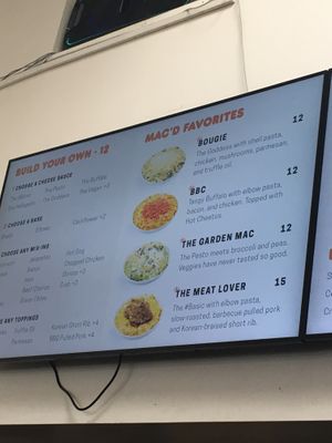 Menu at Mac'd in San Francisco