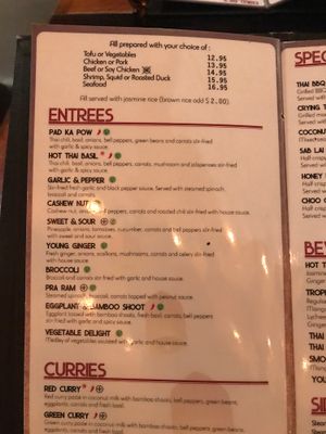 Menu at Sab Lai Thai Kitchen in San Diego