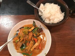 Red curry with tofu at Sab Lai Thai Kitchen in San Diego