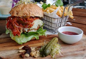 Mangoe's Vegan Burger at Mango's Nuts in Ferny Creek