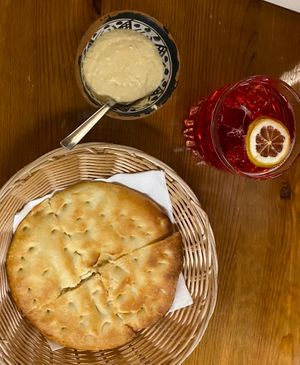 Hummus and bread   at Peace&Spice in Padua
