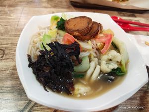 Fish-sliced bee hoon without milk at 340 Vegetarian in Northeast Singapore