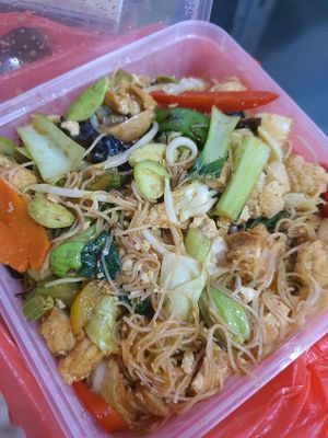 Petai fried mee hoon at 340 Vegetarian in Northeast Singapore