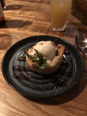 Rhubarb galette with ice cream  at The Village Inn in Southampton