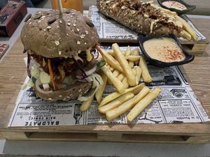 Beyond jackfruit Burger at Balance Bowl in Gzira