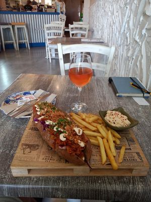 BBQ Jack with fries and homemade vegan Sriracha Mayo at Balance Bowl in Gzira