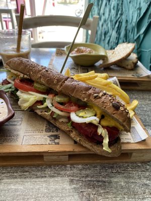 Seitan sub and hummus as a side  at Balance Bowl in Gzira