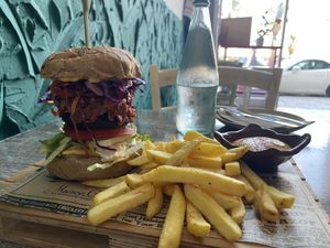 BBQ jack beyond meat burger  at Balance Bowl in Gzira
