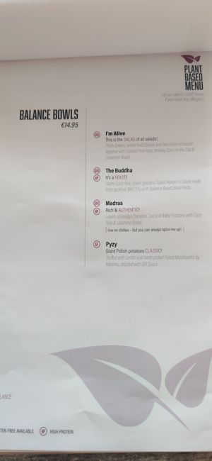 Menu at Balance Bowl in Gzira