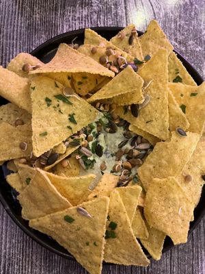 Nachos with pea tahini   at Balance Bowl in Gzira
