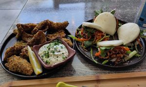 Mushroom calamari & Bao Buns at Balance Bowl in Gzira