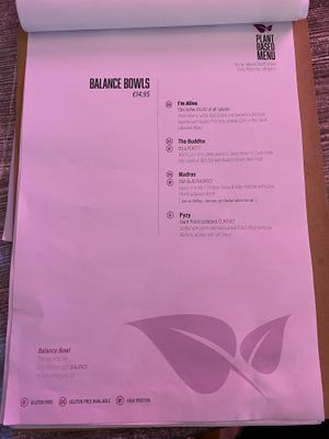 Menu  at Balance Bowl in Gzira