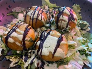 Potatoes with a lentil-mushroom filling and dill sauce at Balance Bowl in Gzira