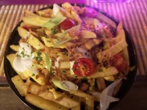 Loaded fries at Balance Bowl in Gzira