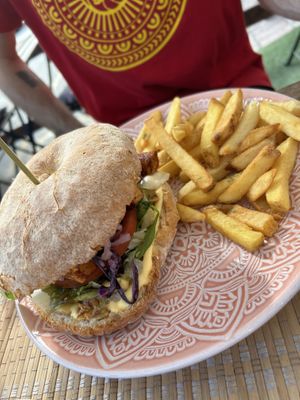 Maltese bread ftira filled with tofu   at Balance Bowl in Gzira