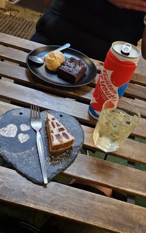 We had the tiramisu, brownie with ice cream and coconut water at Balance Bowl in Gzira