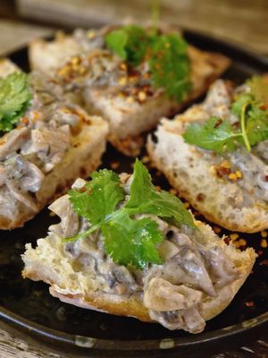 Creamy mushrooms bruschetta at Balance Bowl in Gzira