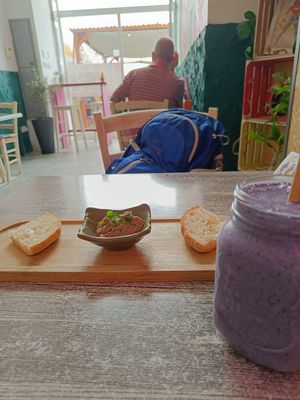 Complimentary starter with a purple smoothie at Balance Bowl in Gzira