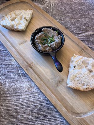 Crostini and black bean pâté on the house  at Balance Bowl in Gzira