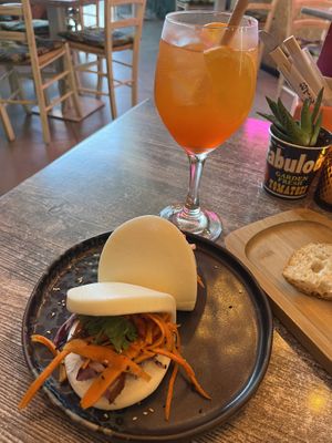 Bao buns and aperol spritz  at Balance Bowl in Gzira