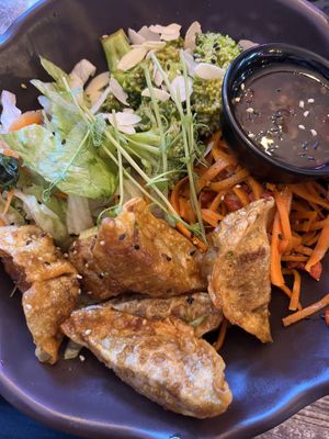Korean bowl with gyoza and soya-ginger sauce  at Balance Bowl in Gzira