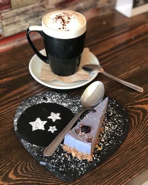 Raw cheesecake and coffee  at Balance Bowl in Gzira