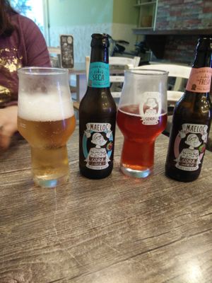 Maeloc Cider (3,95 € each) 
Strawberry and apple taste, as far as i remember. They both were fine, but the apple one tasted better. at Balance Bowl in Gzira