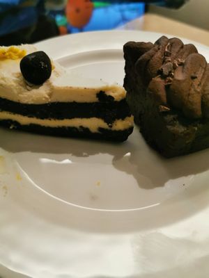 Caramel cheesecake and a brownie, bit squashed on way home but still amazing  at Balance Bowl in Gzira