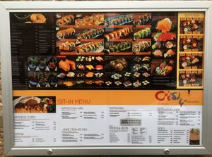 The Oiishi menu at Oiishi in East Kilbride