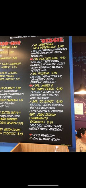 Menu at Ike's in Sacramento
