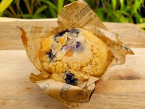 Blueberry and Almond Muffin. at Rachel's Vegan Cakes in Wrexham