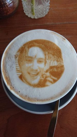 Drunk pic of me and a cat   at Coffee Cartel in Kerobokan Kelod