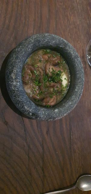 Mushrooms with lemon sorbet and mashed potatoes at Natura in Helsinki