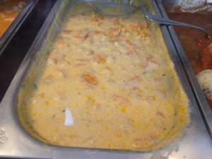 Vegan garbanzos in coconut milk with carrots and other veggies.  at Salamanca Magenta Cafe & Bar in Salamanca