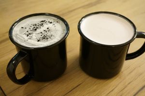 Charcoal and Rose Lattes at Wild & The Moon - Saint Honoré in Paris