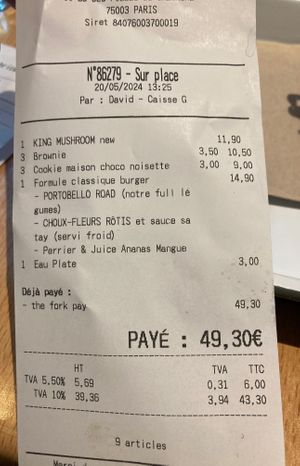 The bill - you can use TheFork points and (provided that you have enough :P) get a 50€ discount!!!! at Theory (ex-BurgerTheory) in Paris