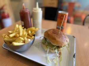 Royal burger with fries  at Theory (ex-BurgerTheory) in Paris